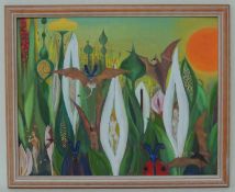 GEORGE WALLACE JARDINE (1920-2003) oil on canvas board - 'As the Sun Sets', signed, label verso,