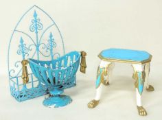 PARNALL & CO. PAINTED CAST IRON WOODEN SEATED STOOL, late 19th century, 34 (h) x 40cms (w); together