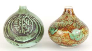 POOLE STUDIO DELPHIS GLOBULAR VASE, c. 1962-64, 13.5cms (h); together with a similar Delphis vase,