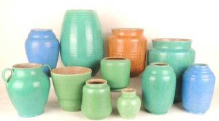 COLLECTION OF POOLE SYLVAN POTTERY VASES, in semi-matte glazes, including shape 697, 30cms (h),