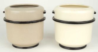 POOLE PLANE WARE ART DECO VASE (861P), finished in magnolia white and black, 13cms (h); together