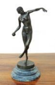 REPRODUCTION BRONZE SCULPTURE OF A FEMALE ATHLETE after Lucian Alliot (1877-1967), bearing a