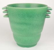 POOLE PLANE WARE ART DECO VASE (851P?), finished in mottled green glaze, 16cms (h) Provenance: The