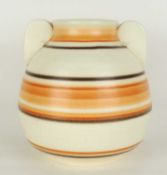 POOLE PICOTEE BROWN BANDED TWIN-HANDLED VASE (668), c. 1950s, 21cms (h) Provenance: The collection
