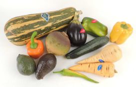 PENKRIDGE POTTERY REALISTIC VEGETABLES, comprising marrow, turnip, peppers, avocado, courgette,