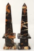 PAIR VARIEGATED COMPOSITE MARBLE OBELISK, 37.5cms (h) Provenance: The collection of Philip Clarkson