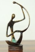 STEPHEN BROADBENT (b. 1961) POLISHED BRONZE SCULPTURE OF A MOTHER & CHILD, mounted on a turned