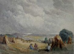 ‡ GRAINGER SMITH (British, 1892 - 1961) watercolour - entitled 'Harvester's Resting', signed lower