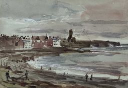 SIR JOHN JAMES STUART OF ALLENBANK (Scottish, 1779-1849) watercolour - coastal town with figure
