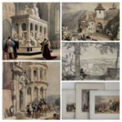 VARIOUS ARTISTS (19th Century) twelve hand-coloured engravings - continental, including interior