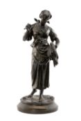EUGÈNE ANTOINE AIZELIN (French, 1821-1902) bronze - 'Glaneuse' (Gleaner), signed, titled plaque to