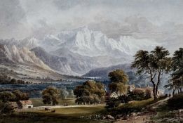 19TH CENTURY ENGLISH SCHOOL WATERCOLOUR - view of Mont Blanc, unsigned, 21.5 x 31.5cms Provenance: