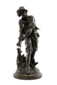 EUGÈNE ANTOINE AIZELIN (French, 1821-1902) bronze - 'Faucheur' (Reaper), a farm worker with