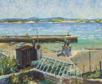 ‡ RAY FIELDS (Welsh, b. 1930) oil on board - 'St. Ives', entitled verso on Wirral Society of Arts