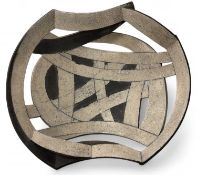 ‡ SUSAN MULLEY BENNETT (British) ceramic - abstract lattice bowl in two tone greys, label verso