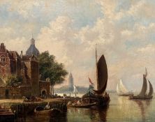 E. E. HEWITT (19th Century) oil on canvas - Dutch harbour scene, unsigned, 39 x 49cms Provenance: