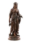 EUTROPE BOURET (French, 1833-1906) patinated bronze - 'Cérès', standing holding sheaves of wheat