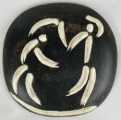 ‡ PABLO PICASSO (Spanish, 1881-1973) circular earthenware plaque - 'Deux Danseurs', cream gloss on