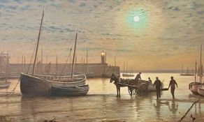 ‡ RODNEY CHARMAN (British, b. 1944) oil on canvas - 'Low Tide, St Ives Harbour', signed lower