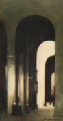 HANS HANSEN RSW (Scottish, 1853-1947) watercolour - Church interior, Holland, signed, 35 x 18.5cms