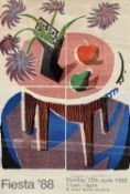 ‡ DAVID HOCKNEY RA (British, b. 1937) offset lithograph poster - 'FIESTA '88' , signed, 64 x 33cms