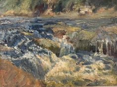 ‡ MARIAN KRATOCHWIL (Polish, 1906-1997) oil on paper laid to board - On the Brook, Highlands,