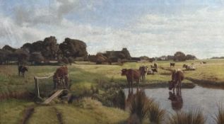 WALTER JAMES SLATER (British, 1845-1923) oil on canvas - 'A Sussex Pastoral', entitled verso, signed
