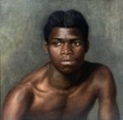ATTRIBUTED TO GLYN PHILPOT RA oil on canvas - entitled 'Head and Shoulders of a Young Negro' to