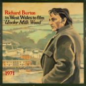 ADVERTISING CLUB HOUSE: RICHARD BURTON, PAINTED WOODEN PANEL promoting filming of 'Under Milk Wood',