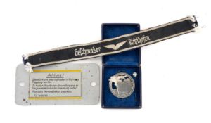 MILITARY CLUB HOUSE: THREE GERMAN WWII ITEMS, including zinc Kriegsmarine Blockade Breakers Badge