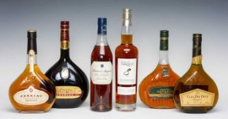 WINE, WHISKY & SPIRITS CLUB HOUSE: SIX BOTTLES OF ARMAGNAC, including Domaine de Tariquet 8yo, 50.