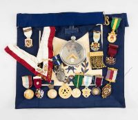 MASONIC CLUB HOUSE: ASSORTED MEMORABILIA, including embroidered leather apron with 'Cambrian