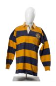 RUGBY UNION CLUB HOUSE: BLUE & GOLD HOOPED SOUTH AFRICA POLICE JERSEY, patch with embroidered