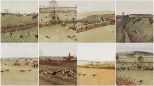 HUNTING CLUB HOUSE: CECIL ALDIN (1870-1935) set of eight colour prints - hunting scenes, published