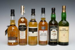 WINE, WHISKY & SPIRITS CLUB HOUSE: SIX BOTTLES OF MALT WHISKY comprising, The Glenlivet 12yo, 40%,