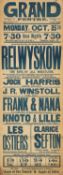 WRESTLING CLUB HOUSE: 1930s THEATRE BILL HEADLINING GEORGE DE RELWYSKOW, 1908 Olympic Games gold and