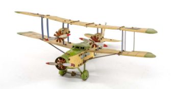 MODEL CLUB HOUSE: MECCANO CONSTRUCTOR AEROPLANE, triple radial-engine airliner biplane, pale green/