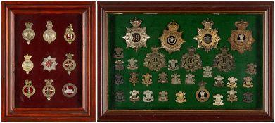 MILITARY CLUB HOUSE: COLLECTION OF HELMET PLATES, CAP BADGES, ETC., to include shakos from The Welch