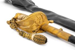 MILITARY CLUB HOUSE: ELIZABETH II NAVAL OFFICER'S DRESS SWORD, 78cm Wilkinson bright steel blade