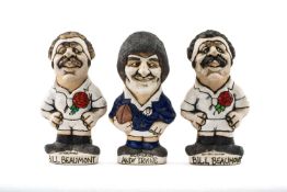 GROGGS CLUB HOUSE: THREE RUGBY UNION CARICATURES, inscribed by John Hughes, Andy Irvine, Scotland,