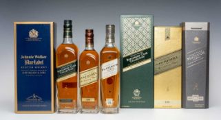 WINE, WHISKY & SPIRITS CLUB HOUSE: JOHNNIE WALKER LIMITED EDITION & DELUXE SELECTION, including Blue