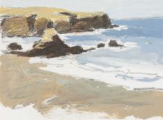 ‡ DONALD MCINTYRE (1923-2009) pencil and acrylic on paper - entitled verso 'Beach Study, Sand' on