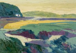 ‡ GWILYM PRICHARD (1931-2015) oil on canvas - entitled verso, 'The Boathouse' on Martin Tinney