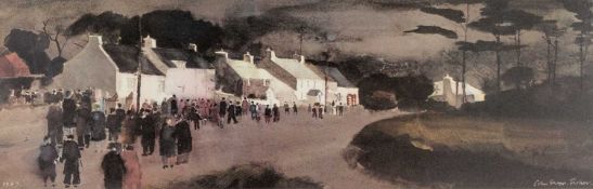 ‡ JOHN KNAPP-FISHER (1931-2015) limited edition (189/500) print - 'Chapel Goers, Croesgoch', fully