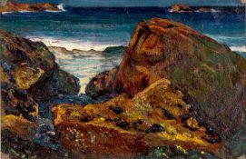 CHRISTOPHER WILLIAMS RBA (1873-1934) oil on canvas laid on board - entitled verso, 'Seaweed and