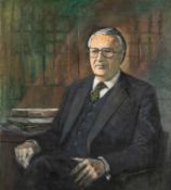 ‡ JOHN ELWYN (1916-1997) oil on linen - Sir Alun Talfan Davies QC dated 1986, studio stamp, 102 x