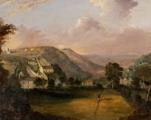HUGH HUGHES (1790-1863) oil on board - landscape believed to be Llansantffraid Glyn Ceiriog,