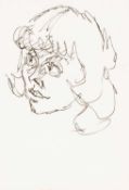 ‡ SIR KYFFIN WILLIAMS RA (1918-2006) ink on cartridge paper - entitled verso 'Girl's Face Study',