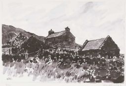 ‡ SIR KYFFIN WILLIAMS RA (1918-2006) limited edition (9/50) print - a hilltop farmstead, Hendre