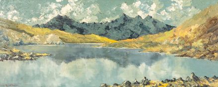 ‡ CHARLES WYATT WARREN (1908-1993) oil on board - entitled verso, 'Snowdon from Llyn Mymbyr',